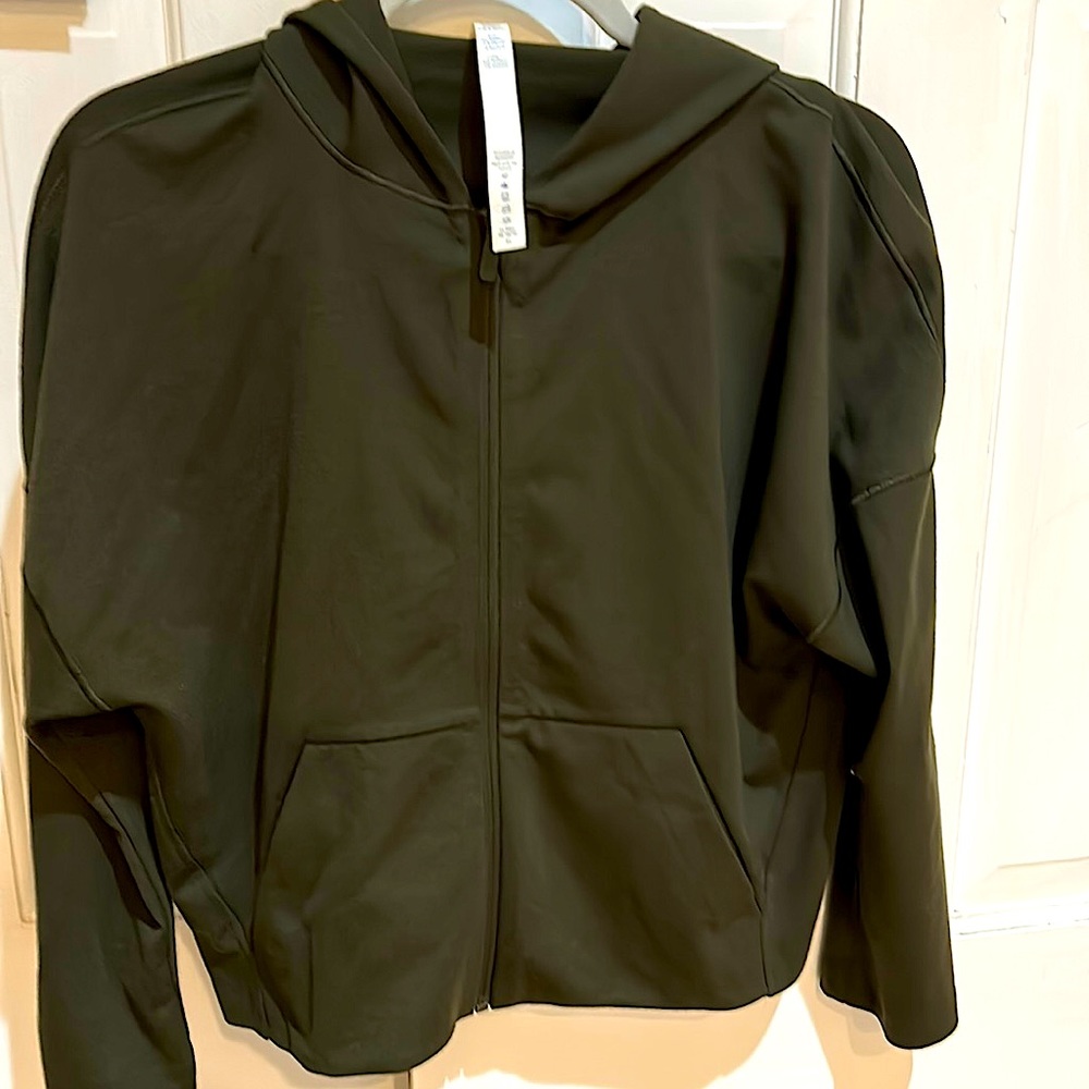 Lululemon Oliver green jacket with hood and full zipper/sweatshirt
